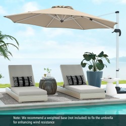 Beige 325 cm ulkopatio sateenvarjo 360° pyörityksellä