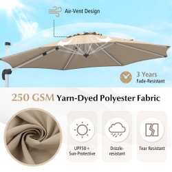 Beige 325 cm ulkopatio sateenvarjo 360° pyörityksellä