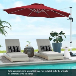 Punainen 325 cm pyörivä ulkokäyttöön aurinkovarjo