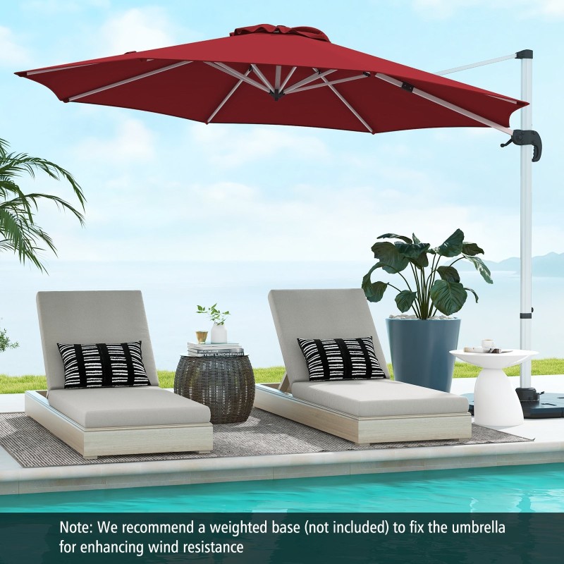 Punainen 325 cm pyörivä ulkokäyttöön aurinkovarjo