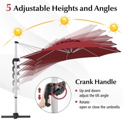 Punainen 325 cm pyörivä ulkokäyttöön aurinkovarjo