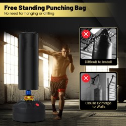 Vapaasti seisova nyrkkeilysäkki imukuppipohjalla musta