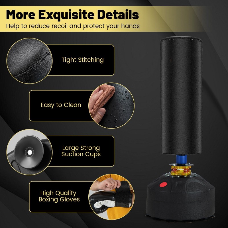 Vapaasti seisova nyrkkeilysäkki imukuppipohjalla musta