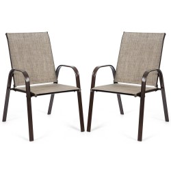 Kahden harmaan ulkotuolin setti hengittävällä kankaalla