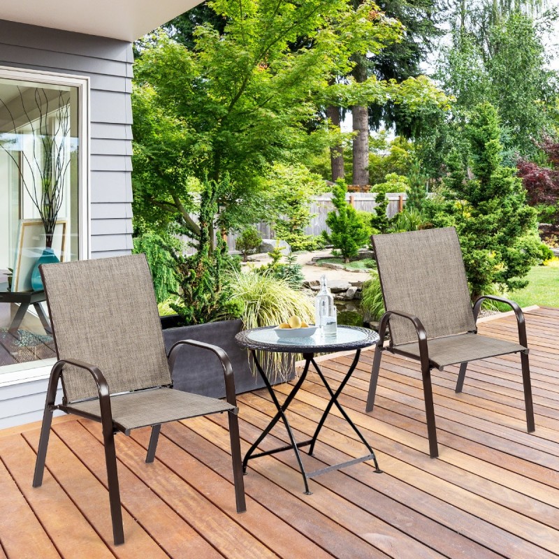 Kahden harmaan ulkotuolin setti hengittävällä kankaalla