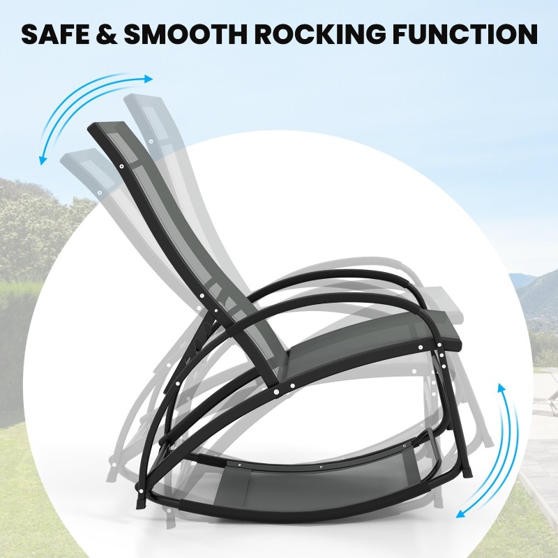 2-in-1 ulkolepotuoli keinutoiminnolla, harmaa