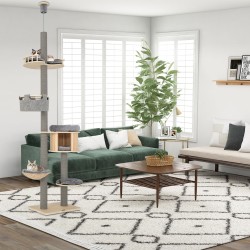 Säädettävä lattiasta kattoon kissapuu sisäkissoille harmaa