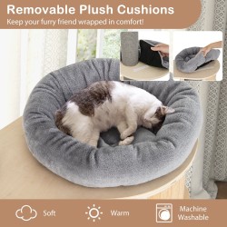 Säädettävä lattiasta kattoon kissapuu sisäkissoille harmaa