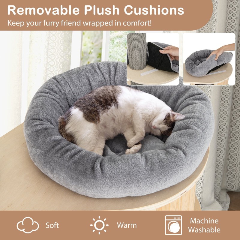 Säädettävä lattiasta kattoon kissapuu sisäkissoille harmaa