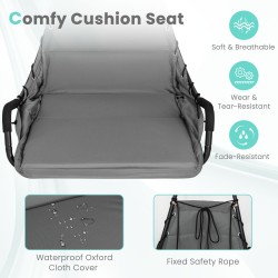 Harmaa erityisen suuri pehmustettu riippukeinutuoli metallijalustalla