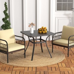 Neliönmuotoinen harmaa metallipöytä ulkokäyttöön, 80 cm