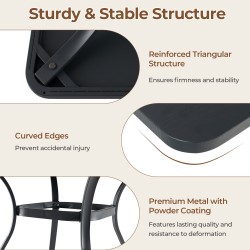 Neliönmuotoinen harmaa metallipöytä ulkokäyttöön, 80 cm