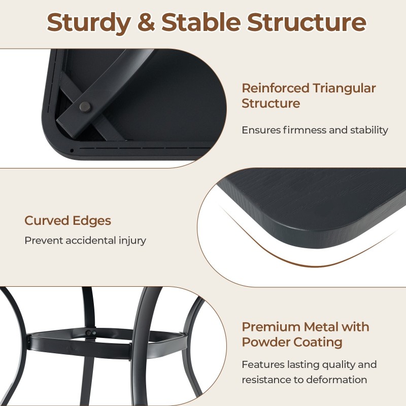 Neliönmuotoinen harmaa metallipöytä ulkokäyttöön, 80 cm