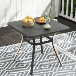 Neliönmuotoinen harmaa metallipöytä ulkokäyttöön, 80 cm