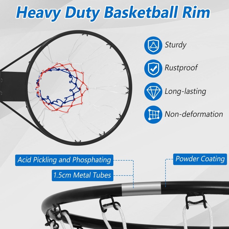Vankka musta koripallokori 45/38 cm säänkestävällä verkolla
