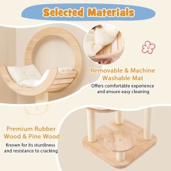 4-in-1 suuri puinen kissatorni avaruuskapselilla ja raapimistolpilla