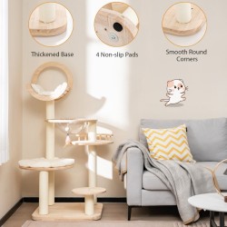 4-in-1 suuri puinen kissatorni avaruuskapselilla ja raapimistolpilla