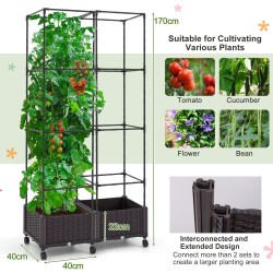 Monipuolinen ruskea kohotettu kasvatuslaatikko ritilällä 170cm