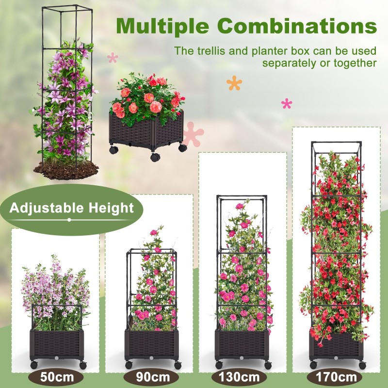 Monipuolinen ruskea kohotettu kasvatuslaatikko ritilällä 170cm