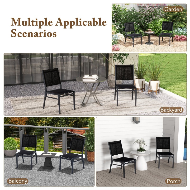 Musta alumiinituoli hengittävällä kankaalla ulko- ja sisäkäyttöön