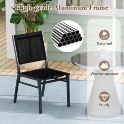 Musta alumiinituoli hengittävällä kankaalla ulko- ja sisäkäyttöön