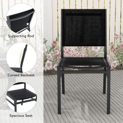 Musta alumiinituoli hengittävällä kankaalla ulko- ja sisäkäyttöön