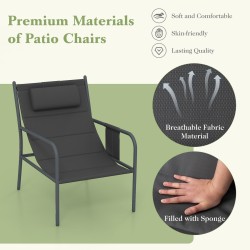 Kolmiosainen harmaa ulkobistrosetti tuoleilla ja kahvipöydällä