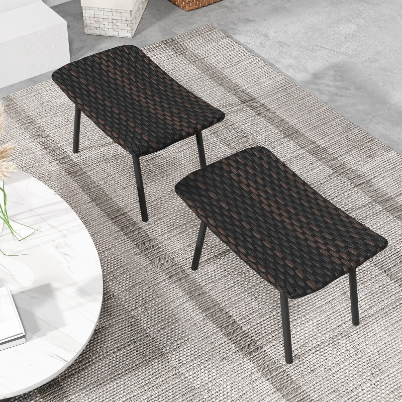 Kaksi mustaa ulko-ottomaania, quick dry -vaahto, metallirunko