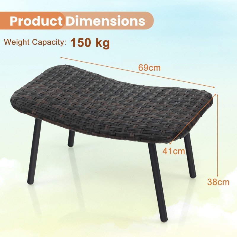 Kaksi mustaa ulko-ottomaania, quick dry -vaahto, metallirunko