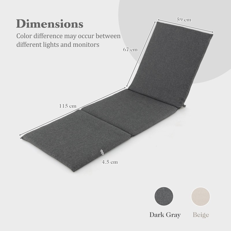 Pehmustettu aurinkotuolin alusta, tummanharmaa, ulkokäyttöön sopiva