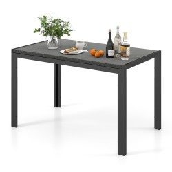 48 tuuman ruskea rottinkinen ruokapöytä metallirungolla