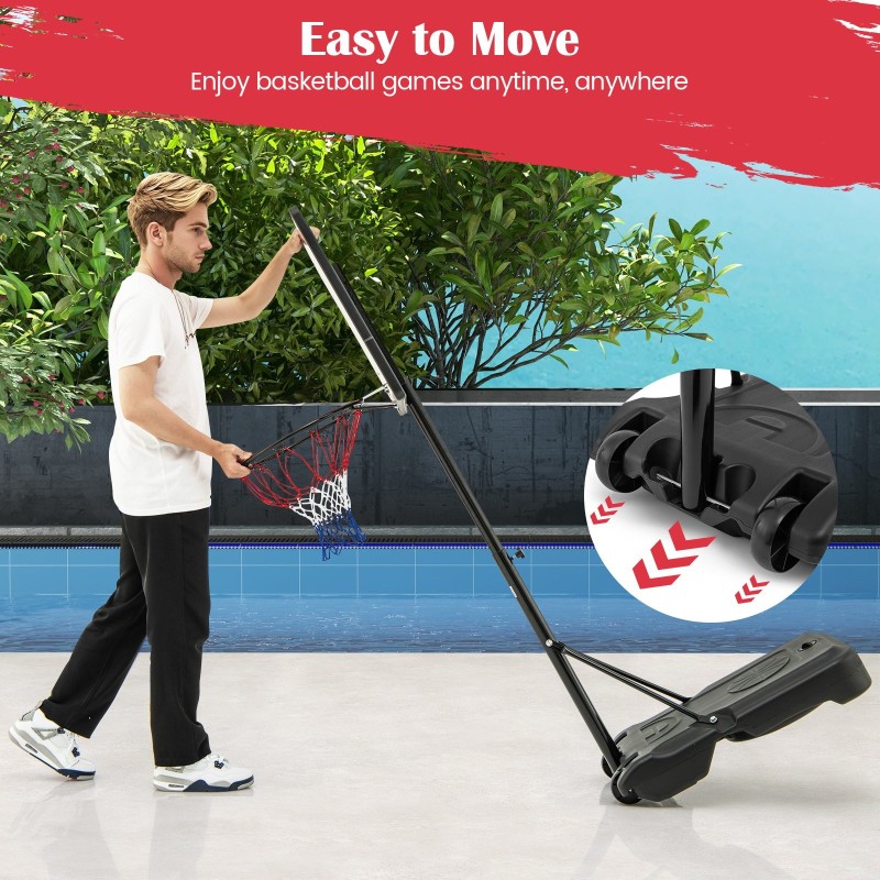 Säädettävä koripalloteline uima-altaalle, pyörillä, punainen