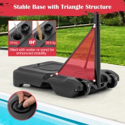 Säädettävä koripalloteline uima-altaalle, pyörillä, punainen