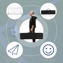 Kannettava jalkapallopomppuverkko kantolaukulla, tukeva metallirunko, musta