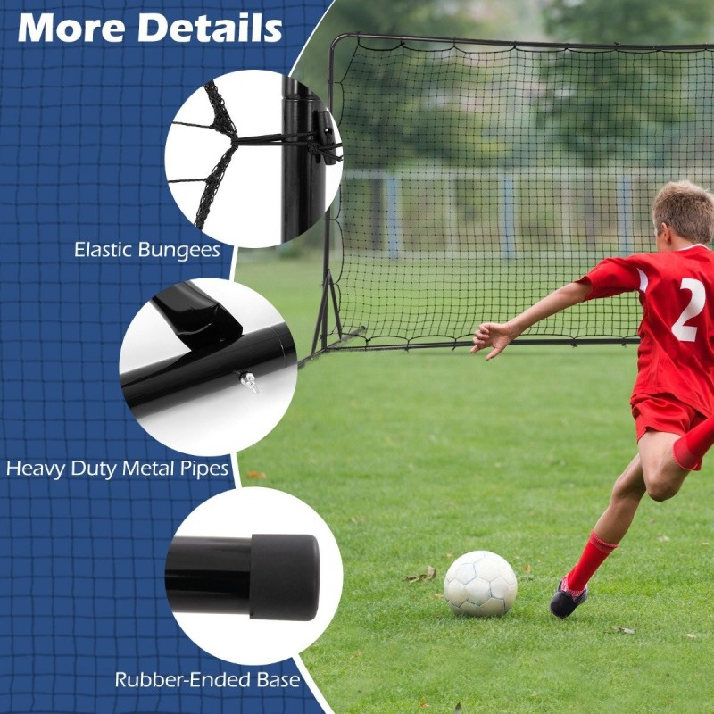Kannettava jalkapallopomppuverkko kantolaukulla, tukeva metallirunko, musta