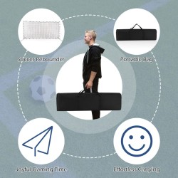 Kannettava jalkapallopomppuverkko kantolaukulla, tukeva metallirunko, valkoinen