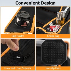 Taitettava musta retkituoli säädettävällä selkänojalla ja jalkatuella