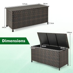 Ruskea rattan-säilytyslaatikko pyörillä ja polyesterivuorella