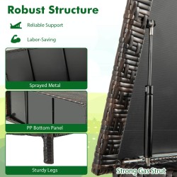 Ruskea rattan-säilytyslaatikko pyörillä ja polyesterivuorella