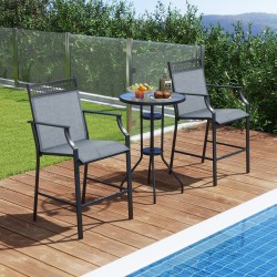 Ulkoterassituolisetti 2 kpl sininen jalkatuella ja käsinojilla