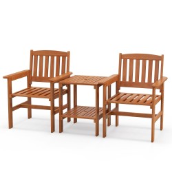 Kolmen osan luonnonpuinen ulkokalustesetti varjonreiällä