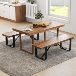 Pitkä käytäväpenkki metallirungolla 300kg kantavuus luonnollinen