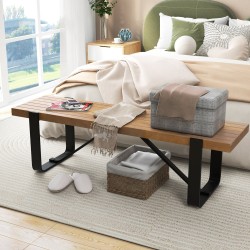 Pitkä käytäväpenkki metallirungolla 300kg kantavuus luonnollinen