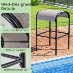 Metalliset baarijakkarat 2 kpl kaarevalla istuimella ulkokäyttöön