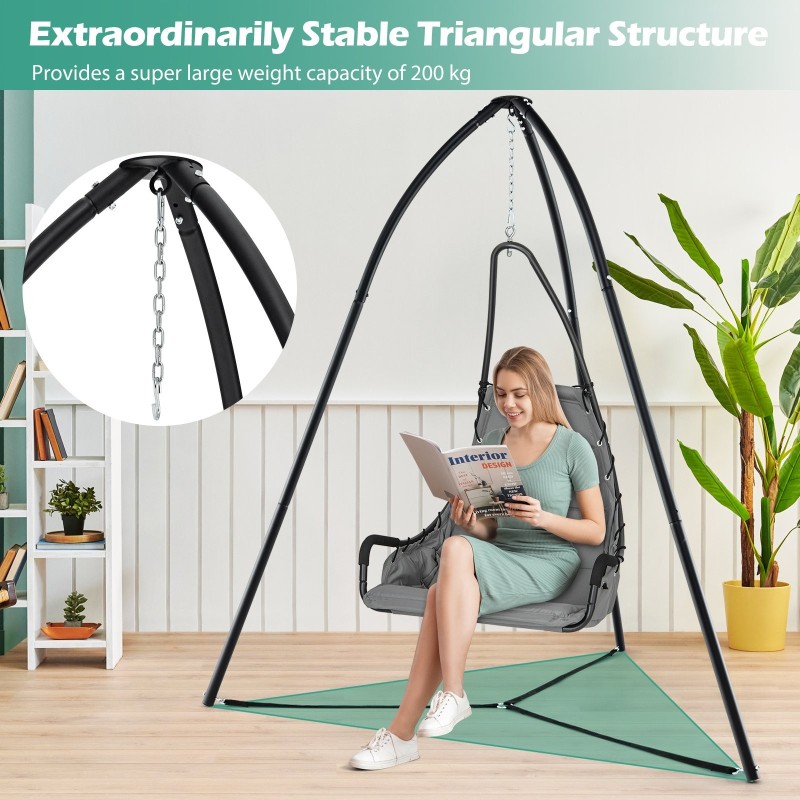 Vahva musta kolmijalkainen riippukeinuteline 200 kg kantavuus