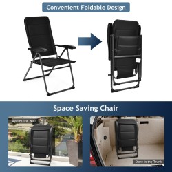 Kahden osan musta säädettävä pehmustettu patiolepotuoli Kahden osan musta säädettävä pehmustettu patiolepotuoli