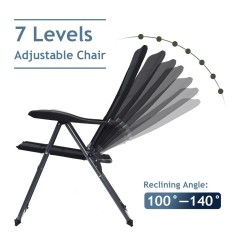 Kahden osan musta säädettävä pehmustettu patiolepotuoli Kahden osan musta säädettävä pehmustettu patiolepotuoli