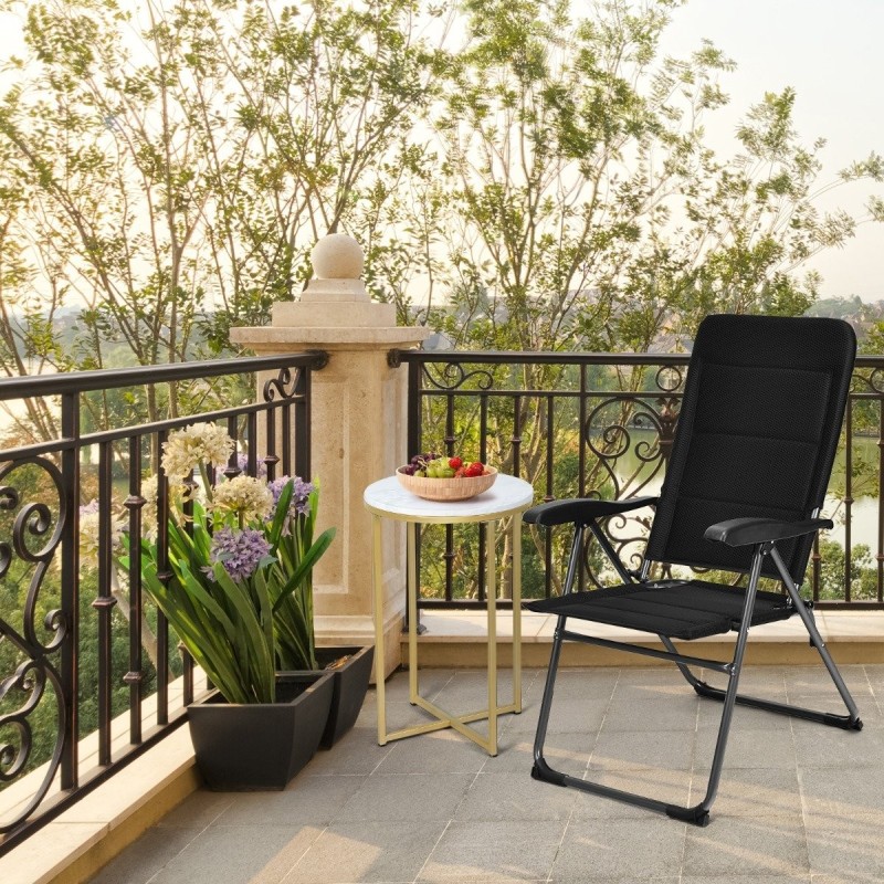 Kahden osan musta säädettävä pehmustettu patiolepotuoli Kahden osan musta säädettävä pehmustettu patiolepotuoli