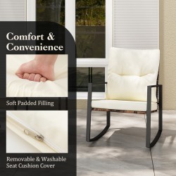 Kolmen osan keinubistrosetti irrotettavilla tyynyillä valkoinen