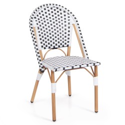 Käsinkudotut ranskalaiset bistrotuolit 2 kpl musta ja valkoinen